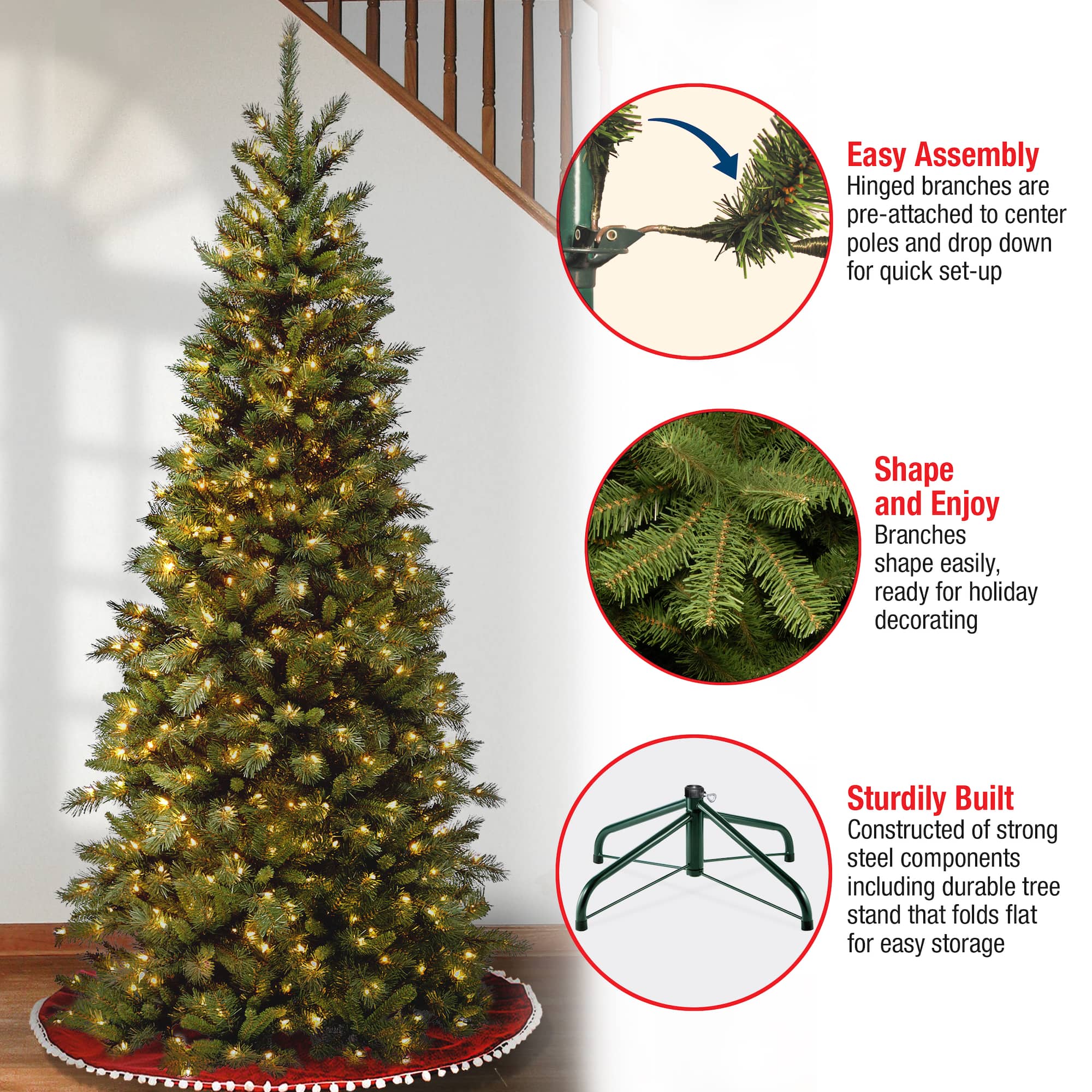 7.5 ft. Pre-lit Tiffany Fir Slim Artificial Christmas Tree, Clear Lights